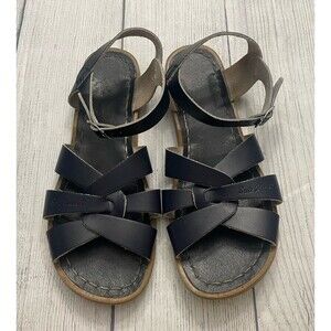 Navy Blue Salt Water Girl Sandals Shoes, Size Youth 6